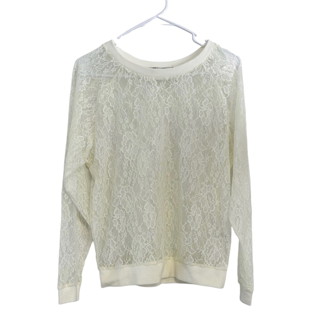 Lovers +‎ Friends cream lace long sleeve top small